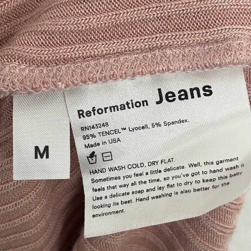 Reformation Iggy Short Sleeve Tencel Ribbed Dusty Pink T shirt Mini Dress Size M - Picture 5 of 8